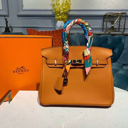 HM Birkin Orange Semi Handstitched With Gold Toned Hardware For Women 30cm/11.8in