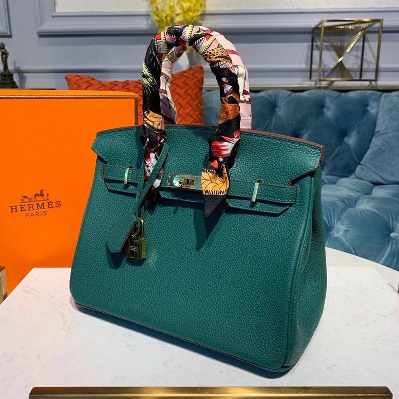 HM Birkin Green Semi Handstitched With Gold Toned Hardware For Women 30cm/11.8in