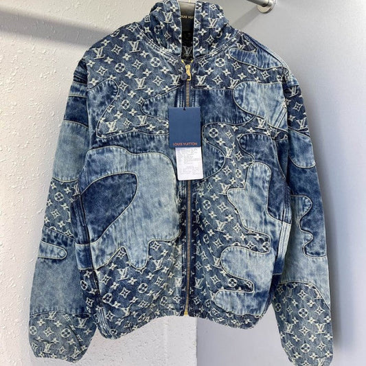 Louis Vuitton Monogram Patchwork Denim Hoodie 1A9K6D