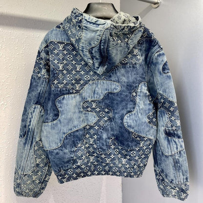 Louis Vuitton Monogram Patchwork Denim Hoodie 1A9K6D