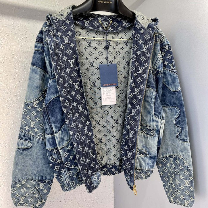 Louis Vuitton Monogram Patchwork Denim Hoodie 1A9K6D