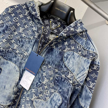 Louis Vuitton Monogram Patchwork Denim Hoodie 1A9K6D