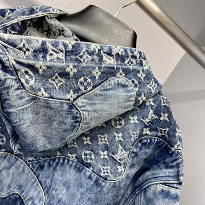 Louis Vuitton Monogram Patchwork Denim Hoodie 1A9K6D