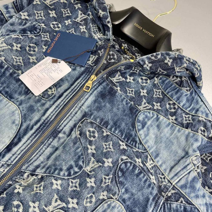 Louis Vuitton Monogram Patchwork Denim Hoodie 1A9K6D