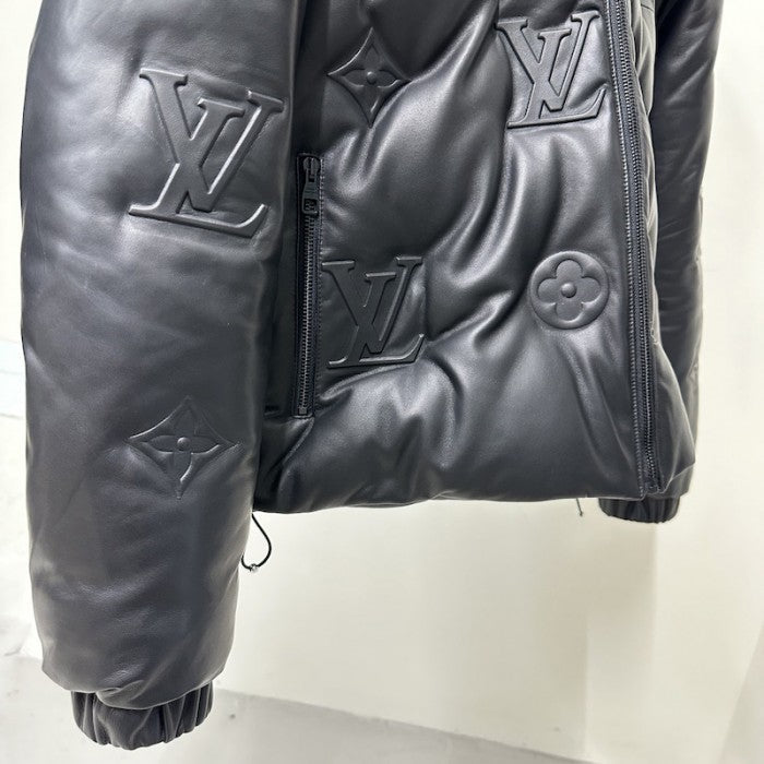 Louis Vuitton Monogram Leather Hooded Down Jacket 1AATKJ