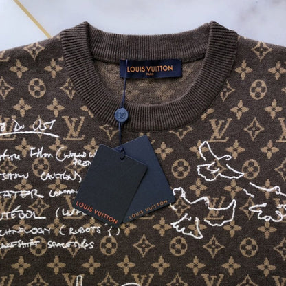 Louis Vuitton Monogram Embroidered Wool Crewneck 1ABXYW