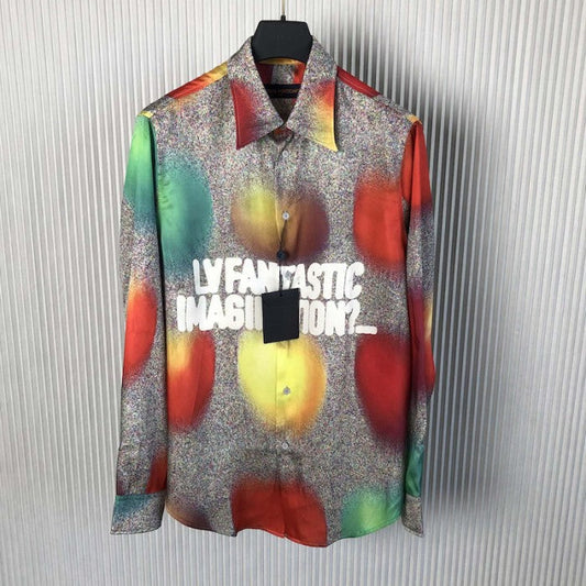 Louis Vuitton Printed Long-Sleeved Silk Shirt 1ABYAK