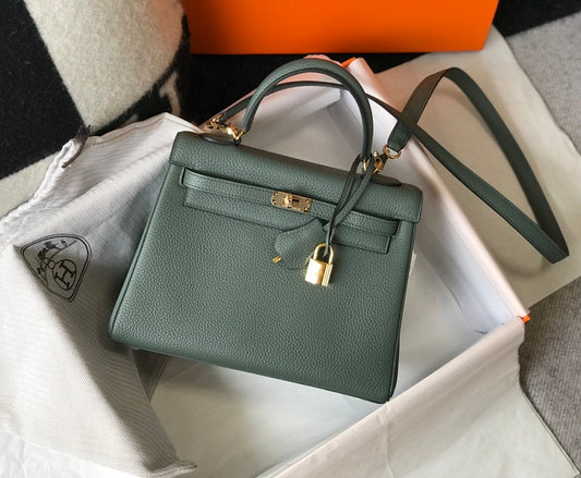 Hermès Kelly 28 Togo Vert Fonce GHW Bag For Women, Handbags, Shoulder Bags 11in/28cm