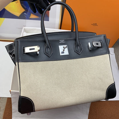 HM Birkin Nata Swift BiColor For Women Silver Toned Hardware 11.8in/30cm