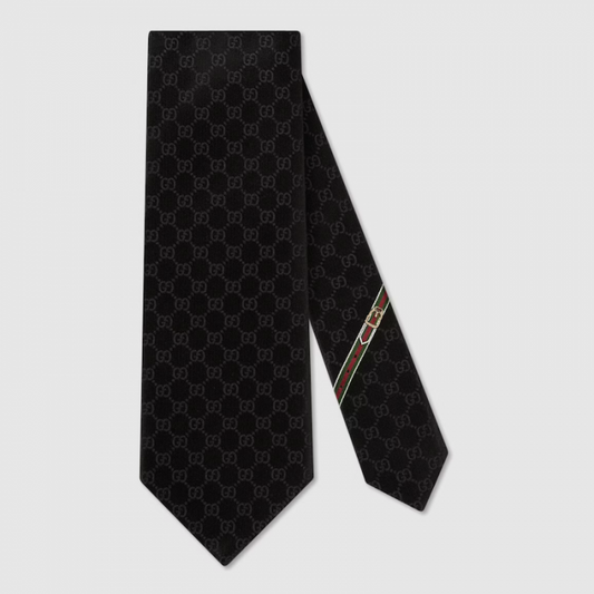 Gucci GG Pattern Silk Tie أ½Black 456520