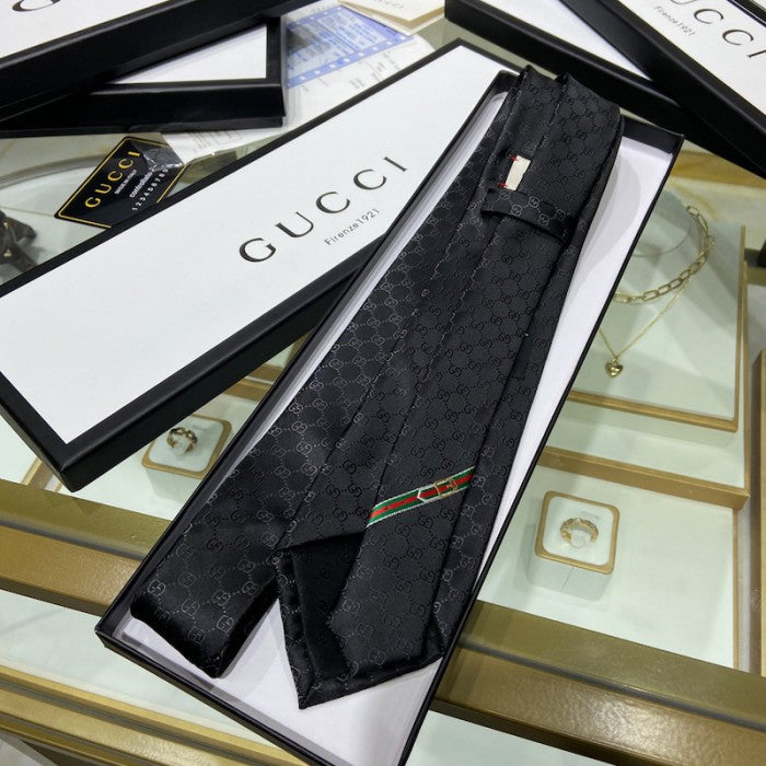 Gucci GG Pattern Silk Tie أ½Black 456520