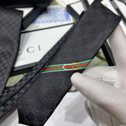 Gucci GG Pattern Silk Tie أ½Black 456520