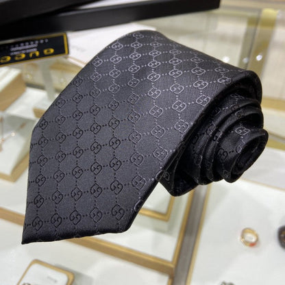 Gucci GG Pattern Silk Tie أ½Black 456520