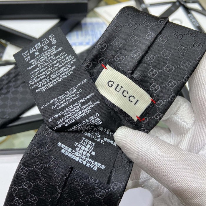 Gucci GG Pattern Silk Tie أ½Black 456520