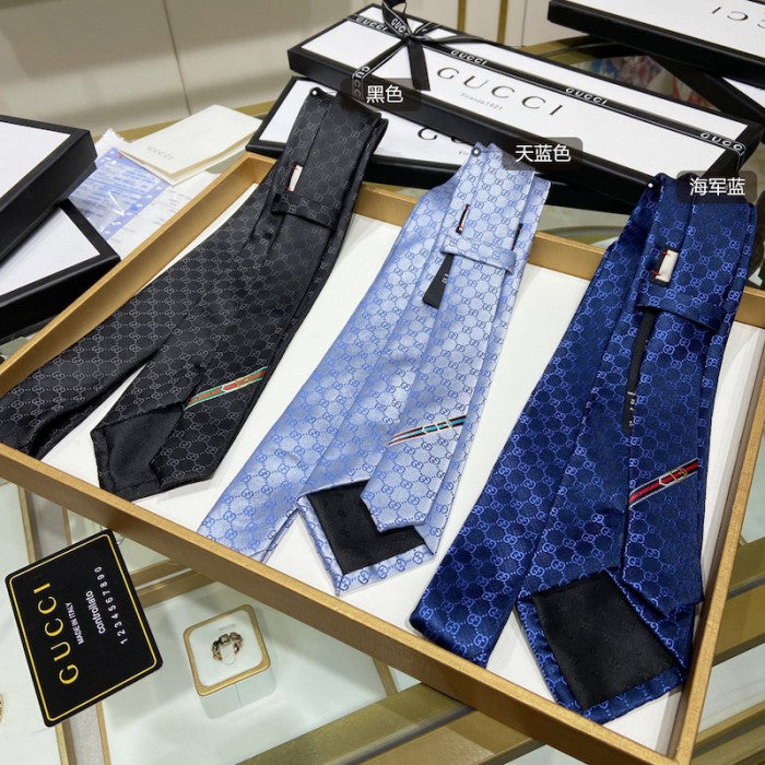 Gucci GG Pattern Silk Tie أ½Black 456520