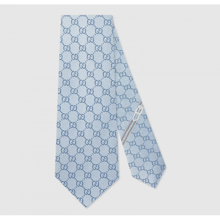 Gucci GG Pattern Silk Tie Sky Blue 456520