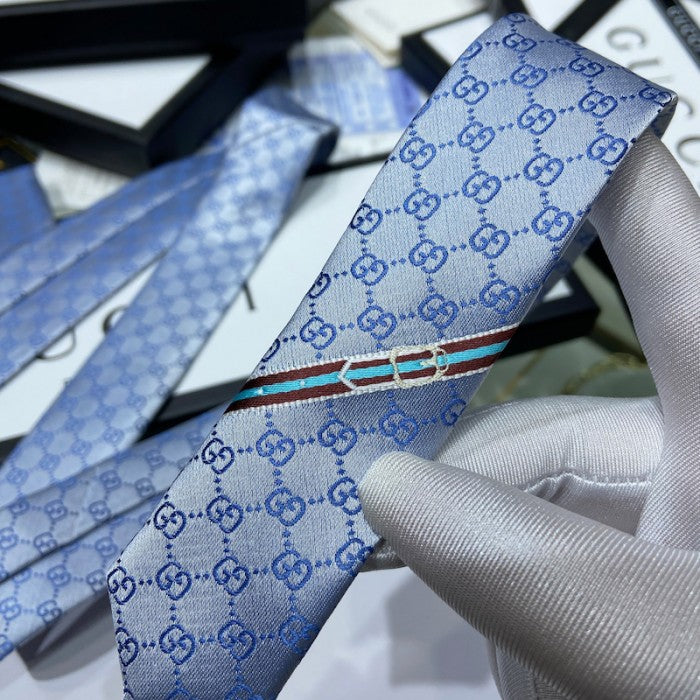 Gucci GG Pattern Silk Tie Sky Blue 456520