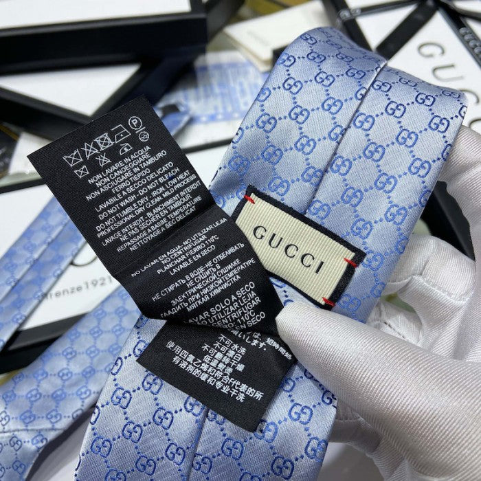 Gucci GG Pattern Silk Tie Sky Blue 456520