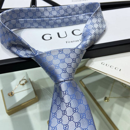 Gucci GG Pattern Silk Tie Sky Blue 456520