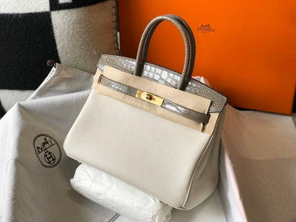 HM Birkin White For Women Gold Toned Hardware 11.8in/30cm