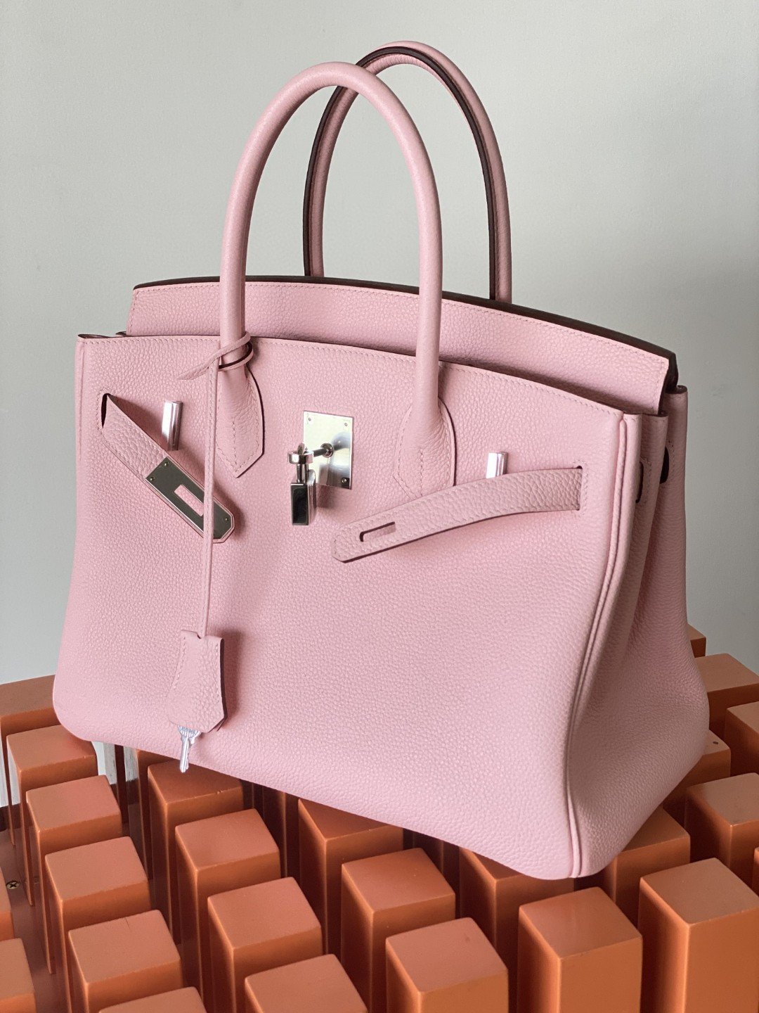 HM Birkin Nata Swift Pink For Women Silver Toned Hardware 11.8in/30cm