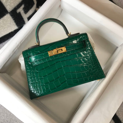 HM Kelly Green For Women Gold Toned Hardware 7.8in/20cm