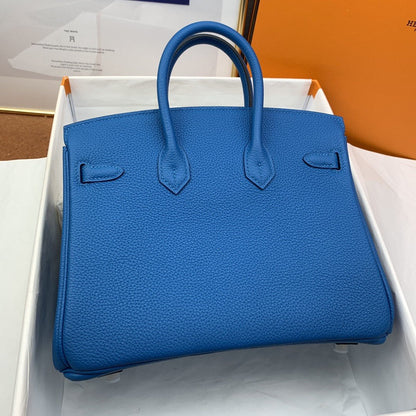 HM Birkin Nata Swift Blue For Women Silver Toned Hardware 10in/25cm