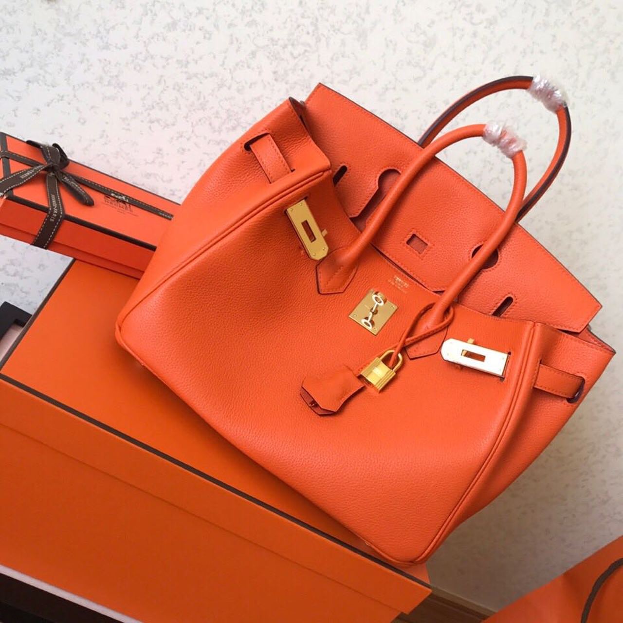 HM Birkin Electric Orange Poppy 8V For Women Gold Toned Hardware 11.8in/30cm