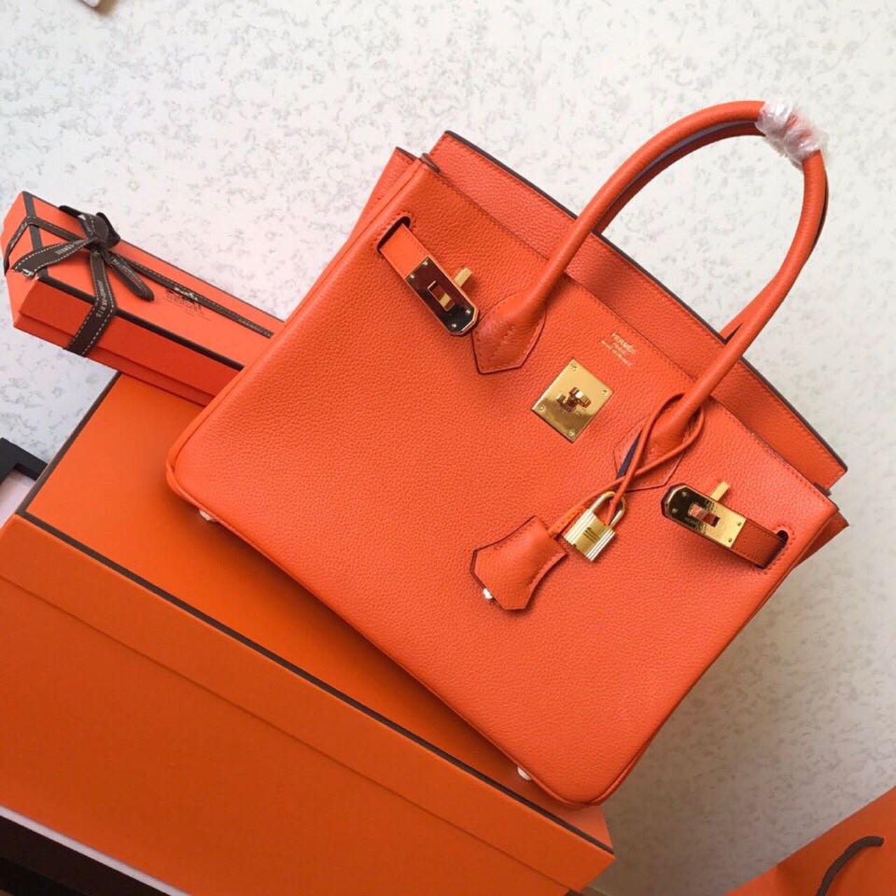 HM Birkin Electric Orange Poppy 8V For Women Gold Toned Hardware 11.8in/30cm