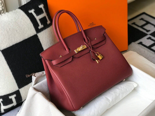 HM Birkin Garnet Red Clemence With Gold Hardware Bag For Women, Handbags, Shoulder Bags 30cm/12in