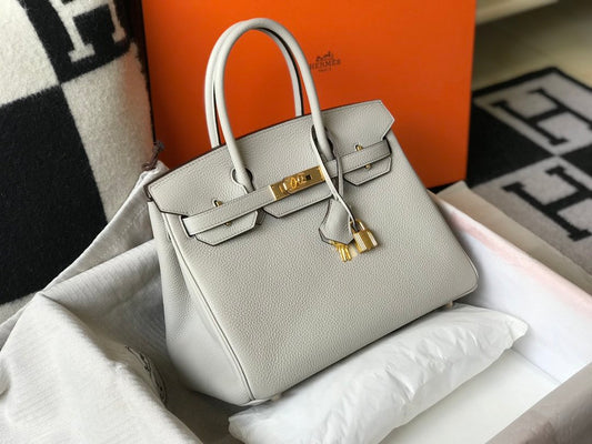 HM Birkin White For Women Gold-Toned Hardware 11in/30cm