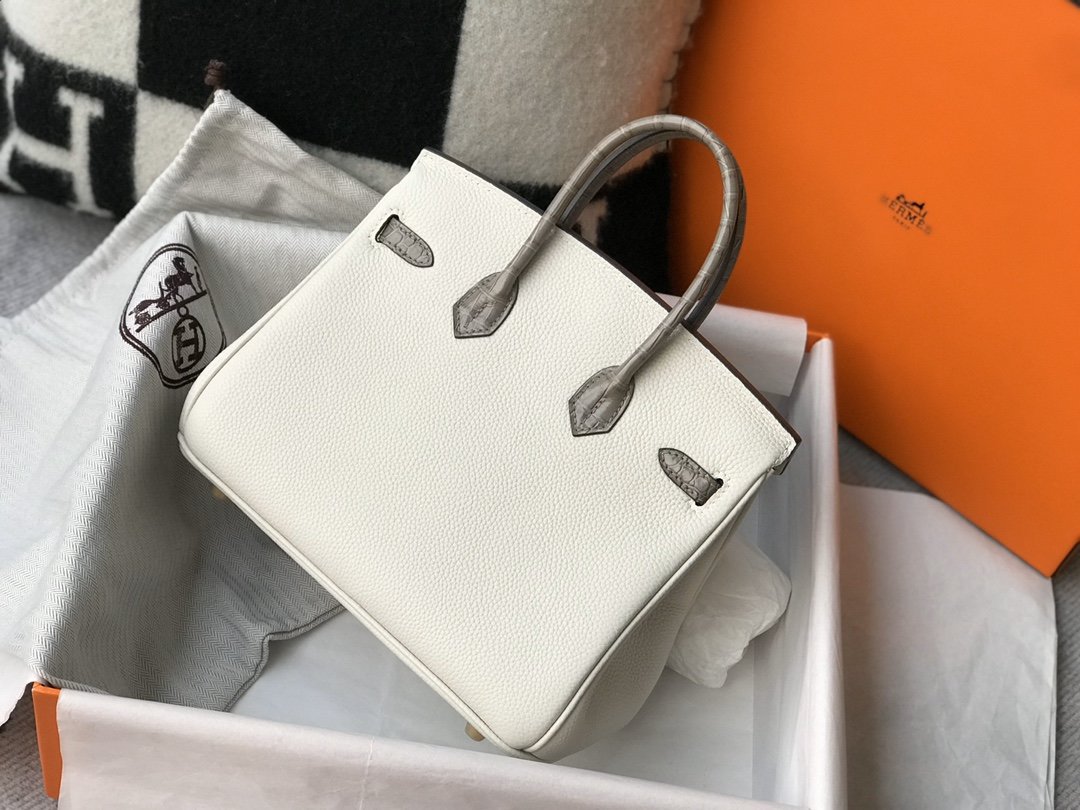 HM Birkin White For Women Gold Toned Hardware 11.8in/30cm