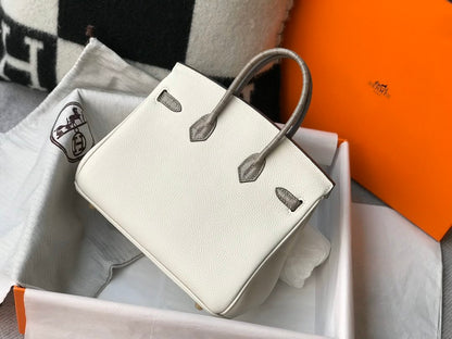 HM Birkin White For Women Gold Toned Hardware 11.8in/30cm