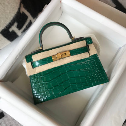 HM Kelly Green For Women Gold Toned Hardware 7.8in/20cm