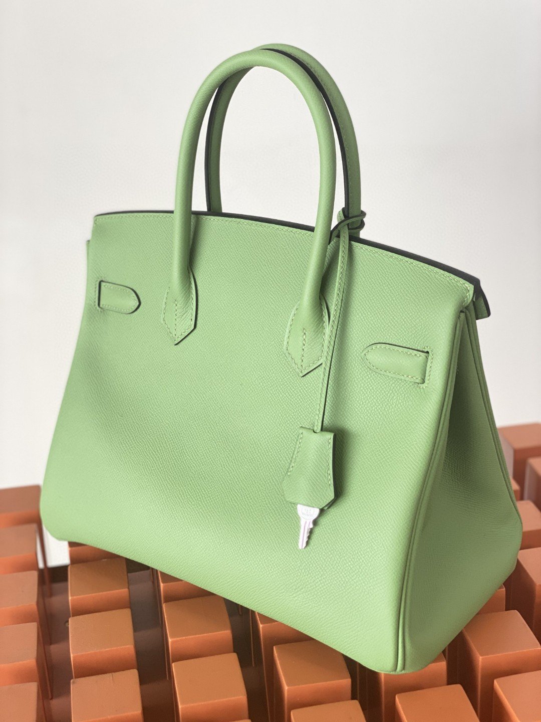 HM Birkin Nata Swift Green For Women Silver Toned Hardware 10in/25cm