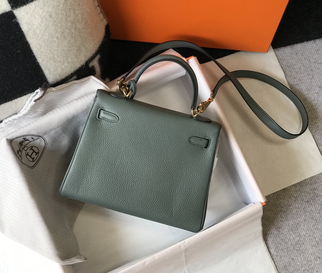 Hermès Kelly 28 Togo Vert Fonce GHW Bag For Women, Handbags, Shoulder Bags 11in/28cm