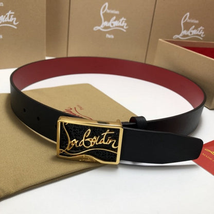 Christian Louboutin Men Ricky Belt Black / Gold