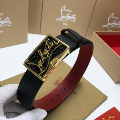 Christian Louboutin Men Ricky Belt Black / Gold