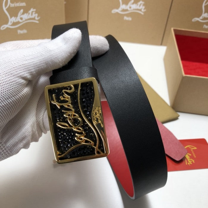 Christian Louboutin Men Ricky Belt Black / Gold