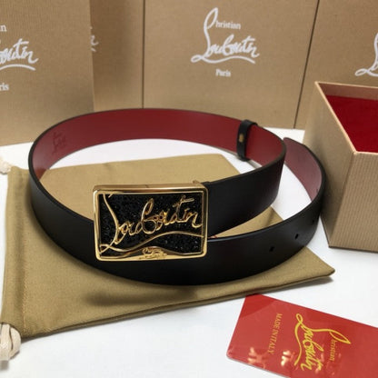 Christian Louboutin Men Ricky Belt Black / Gold