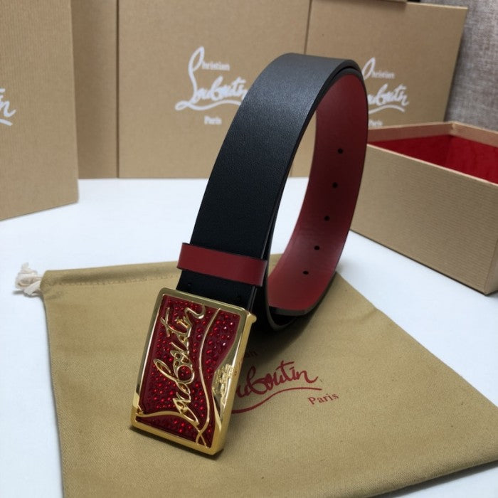 Christian Louboutin Men Ricky Belt Black / Red