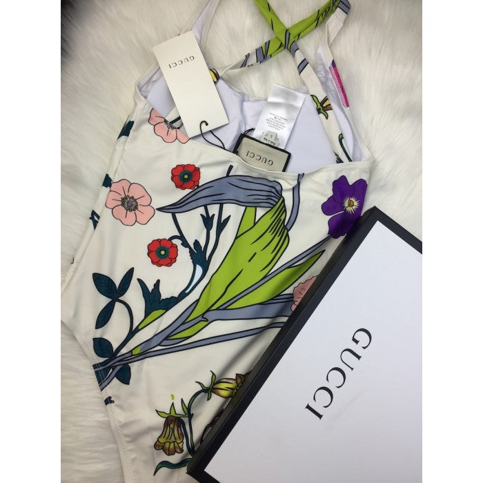 Gucci Logo Floral Print Swimsuit