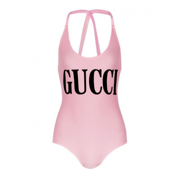 Gucci logo swimsuit pink