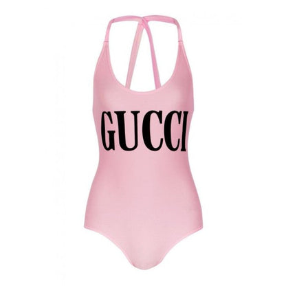 Gucci logo swimsuit pink