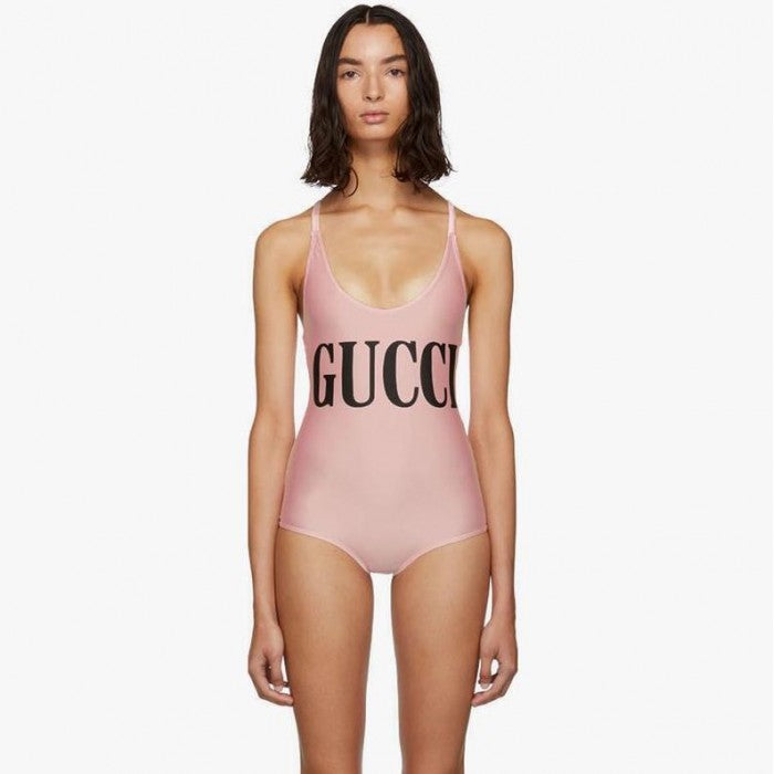 Gucci logo swimsuit pink