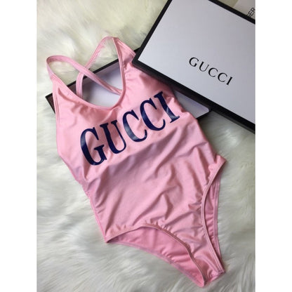 Gucci logo swimsuit pink