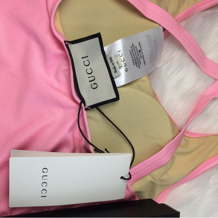 Gucci logo swimsuit pink