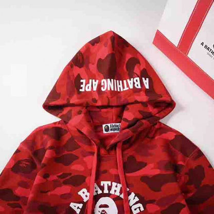 Bape Color Camo College Pullover Hoodies Red