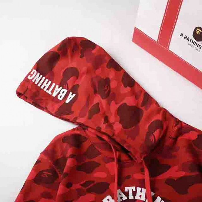 Bape Color Camo College Pullover Hoodies Red