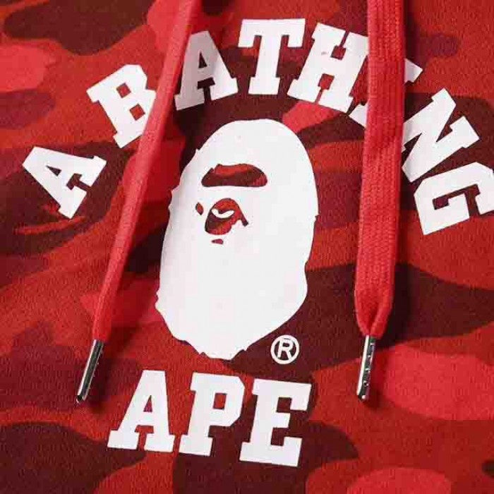 Bape Color Camo College Pullover Hoodies Red